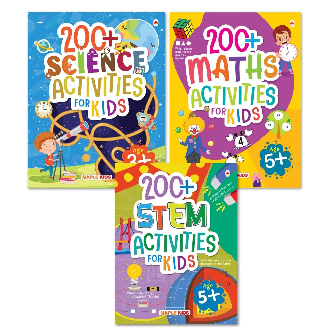 STEM, Science, Maths Activity Books for Kids - Set of 3 Books
